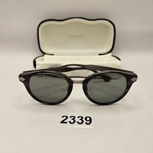 GUCCI GG0066S 003 SUNGLASSES HAVANA GREY TITANIUM FRAME GREEN LENSES 50mm